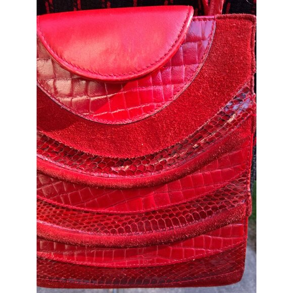 2 items VINTAGE Black and Red Blazer Jacket Size 14 & Red Crossbody Italian Bag - Picture 8 of 11